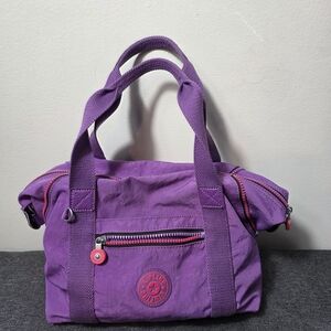 Kipling Purple Nylon Handbag Tote Travel Bag Lightweight Zip Casual Purse